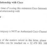 Réponse de CISCO à la demande de RANARISON Tsilavo du 7 novembre 2013