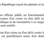 article 161- le procureur de la république reçoit les plaintes et les dénonciations