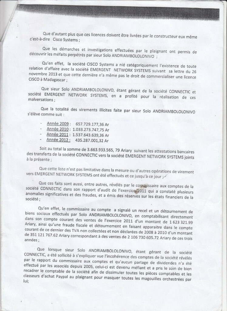 Factures fictives : quand l’accusation de Ranarison Tsilavo ne résiste pas à l’examen des faits