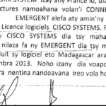 devant la police du 22 juillet 2015 RANARISON dit que EMERGENT ne peut pas vendre des logiciels CISCO