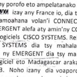 Déposition policière de RANARISON qui dit que EMERGENT n’a pas le droit de vendre des produits CISCO à Madagascar